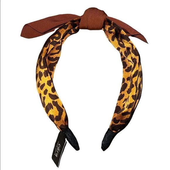 Cara New York Brown Animal Print with Bow Headband One Size New - Picture 2 of 3